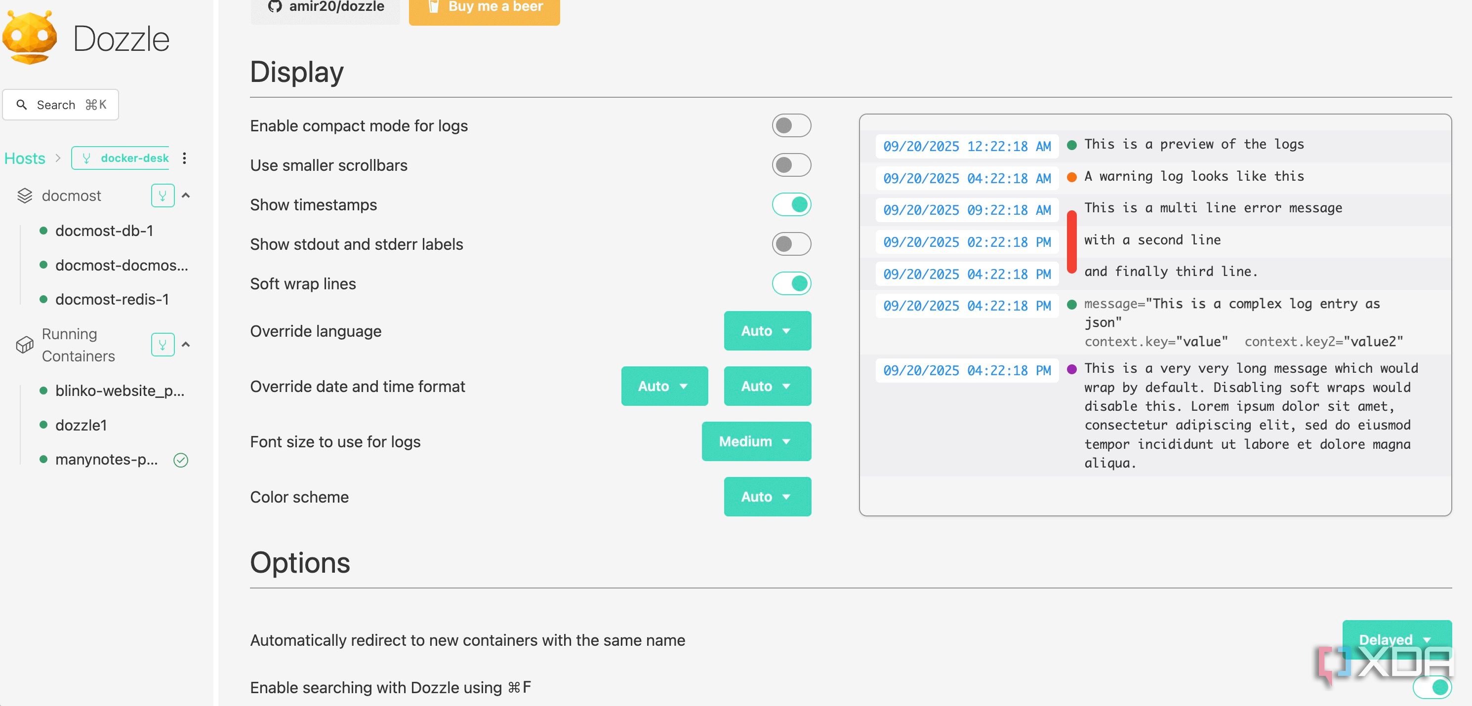 Dozzle is the perfect self-hosted container monitoring and logging tool