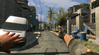 Throwing your weapon with a rope attached in Dying Light.