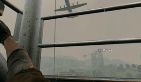 An airplane flying overhead in Dying Light.