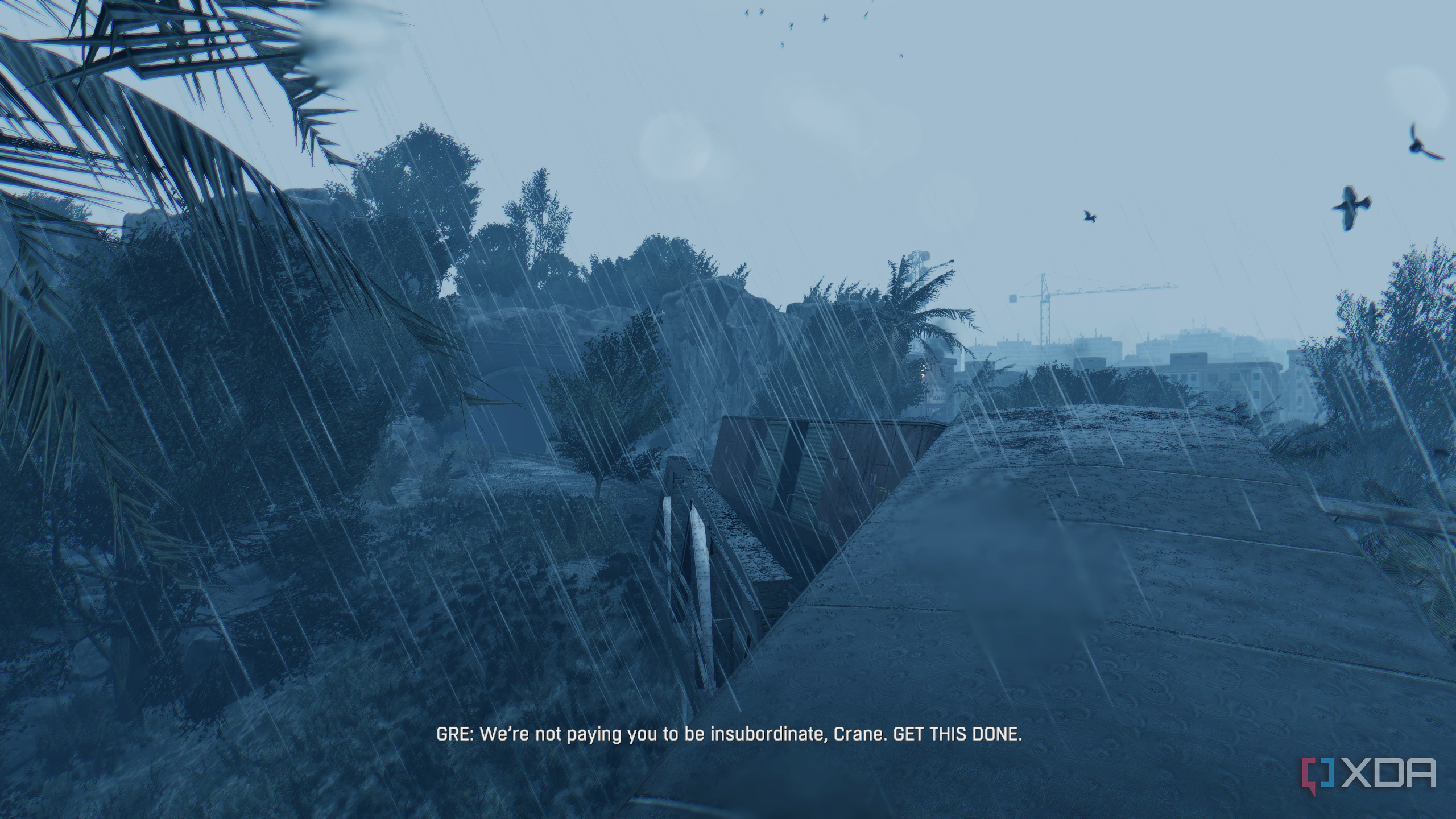 Blue-light rain in Dying Light.