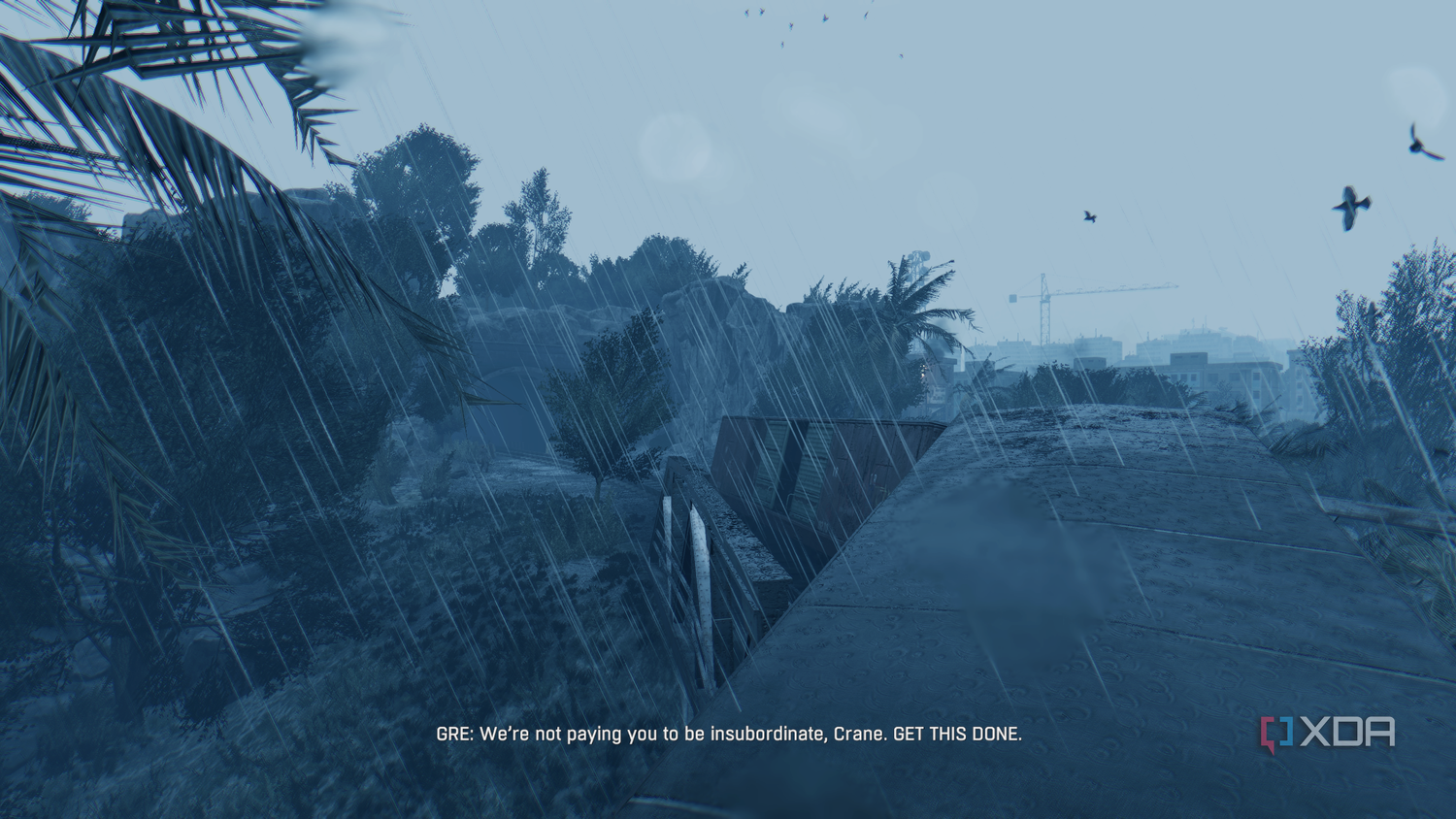 Blue-light rain in Dying Light.