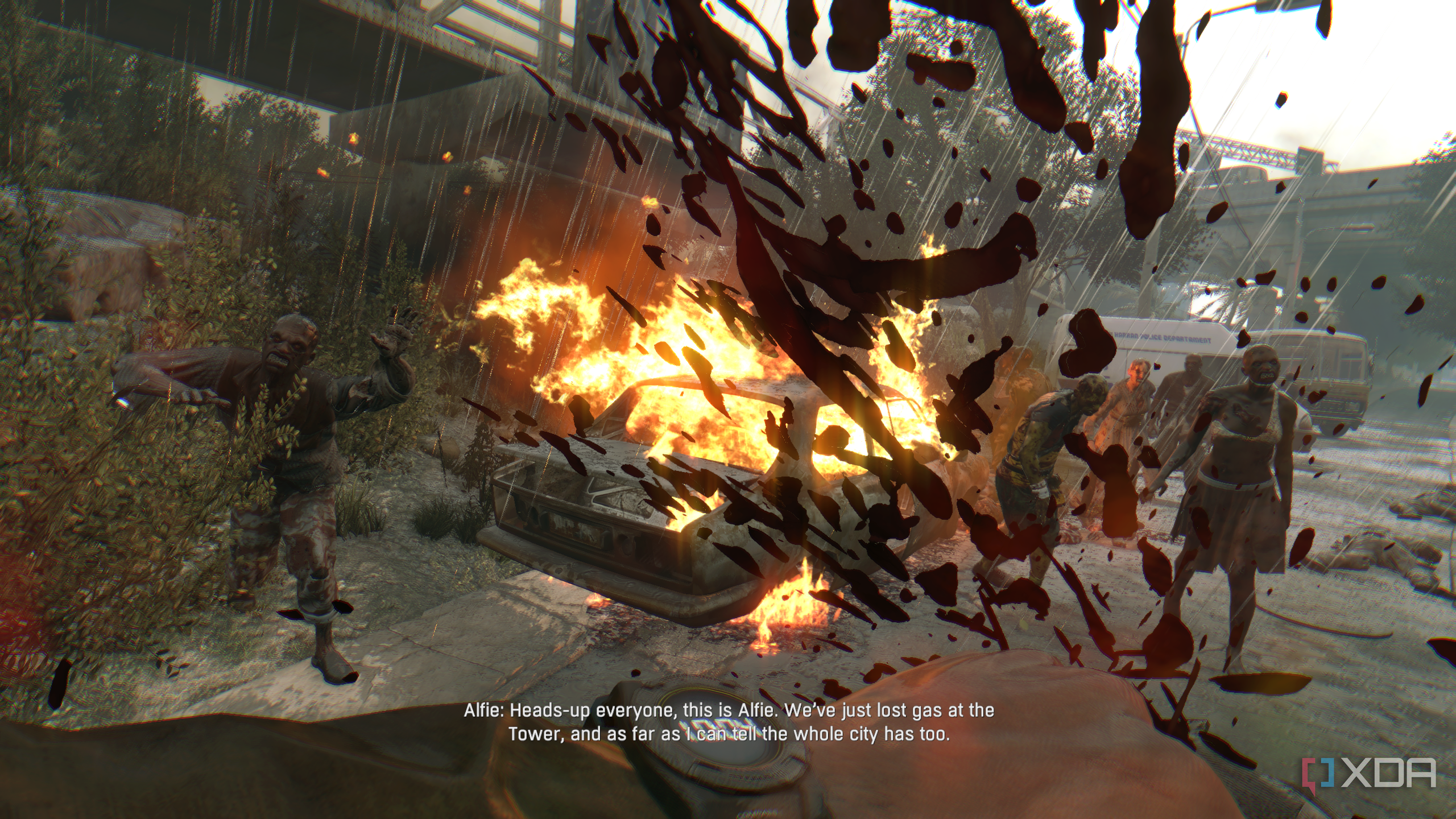 Bloodshed and zombies in the game.