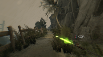 Running on a dirt trail during rain in Dying Light.