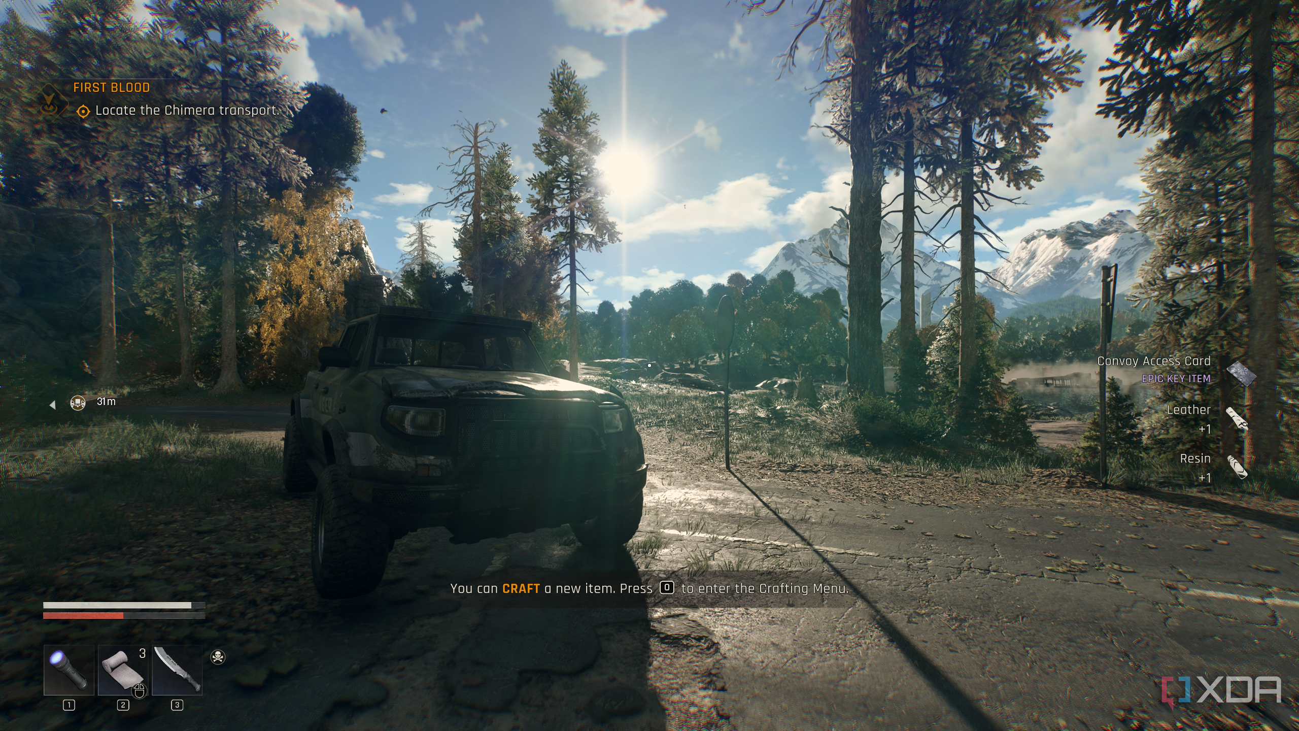 The forest ranger pickup truck parked in Dying Light: The Beast.