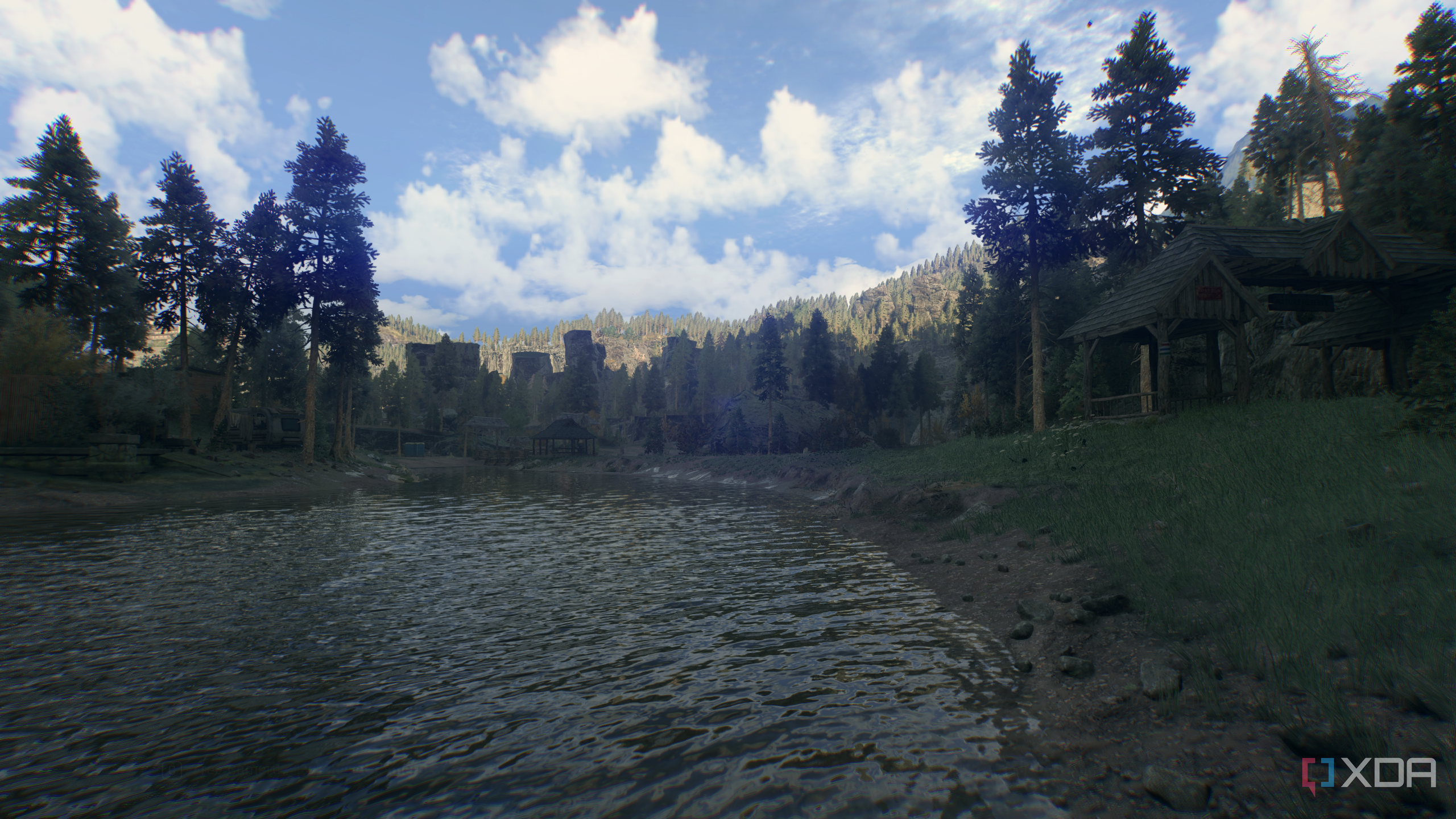 A stream in the national park of Castor Woods in Dying Light: The Beast.