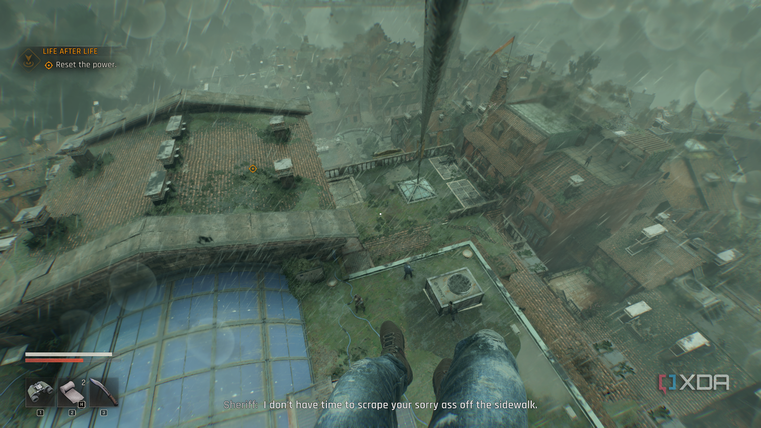Crane using a zipline in Dying Light: The Beast.