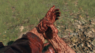 Crane injecting himself with Chimera GSB in Dying Light: The Beast.