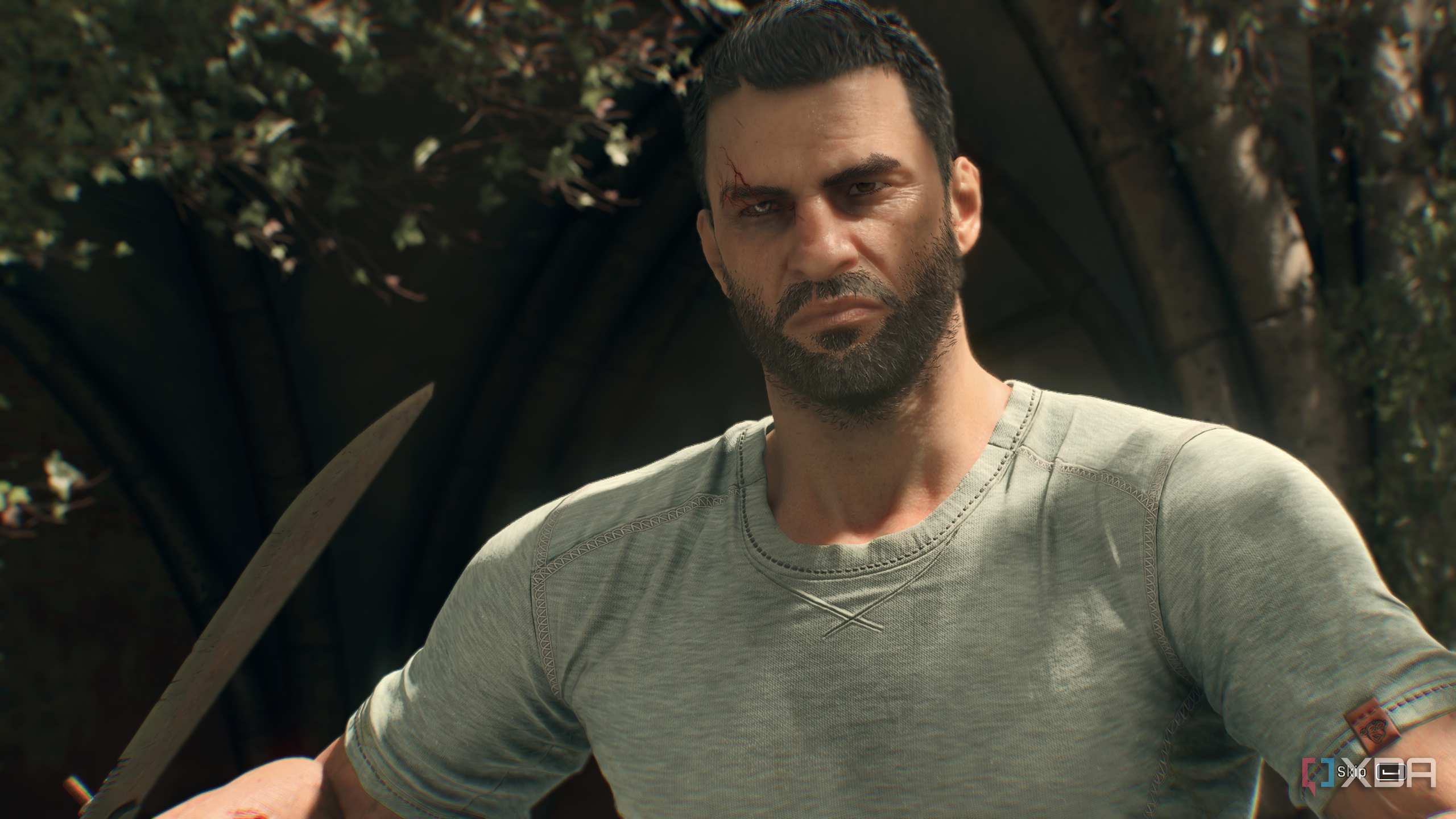 Kyle Crane wielding a machete in Dying Light: The Beast.