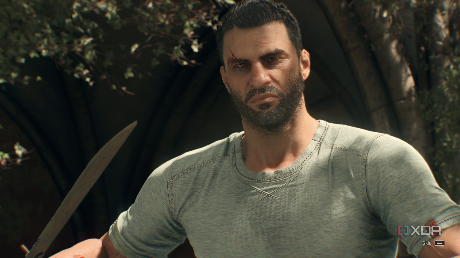 Kyle Crane wielding a machete in Dying Light: The Beast.
