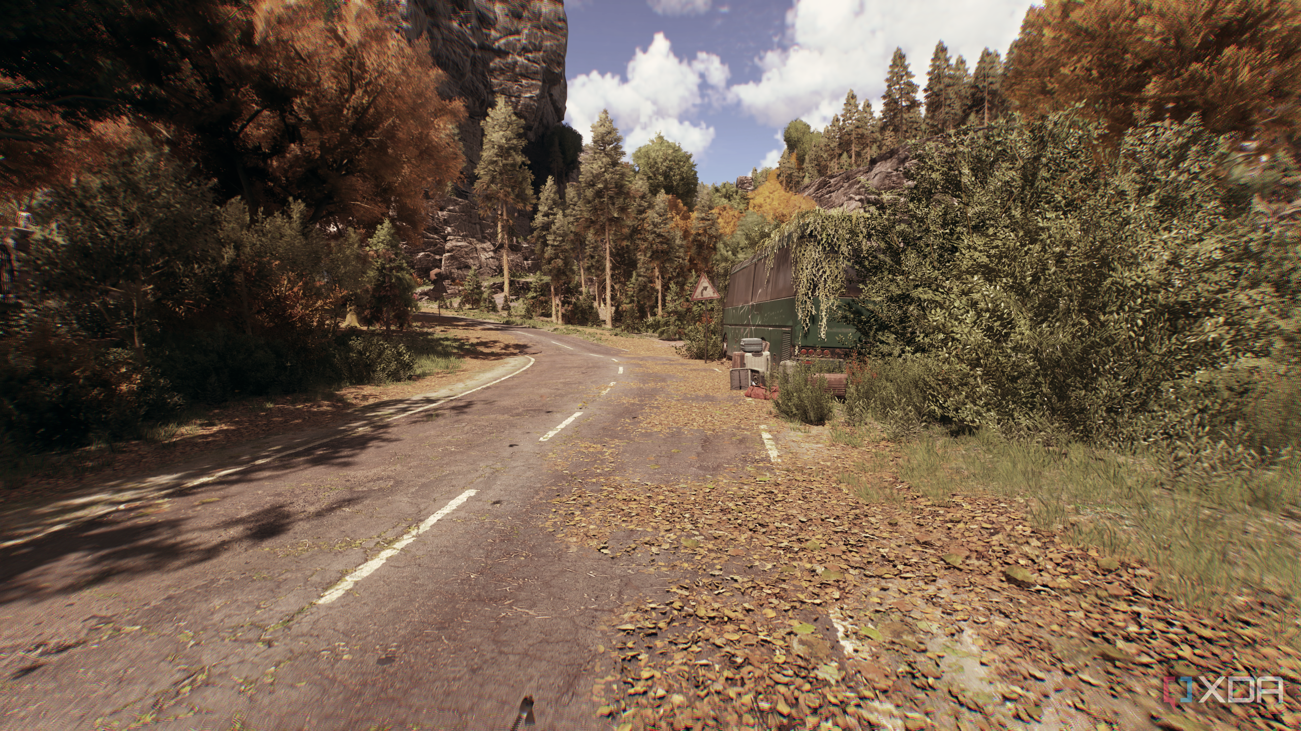 Road leading to the mountainside in Castor Woods in Dying Light: The Beast.