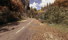 Road leading to the mountainside in Castor Woods in Dying Light: The Beast.