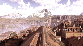 Roofs in Old Town in Castor Woods in Dying Light: The Beast.