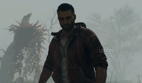 Kyle Crane on a misty island in Dying Light: The Beast.