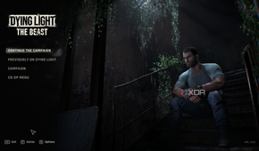 The main menu in Dying Light: The Beast.