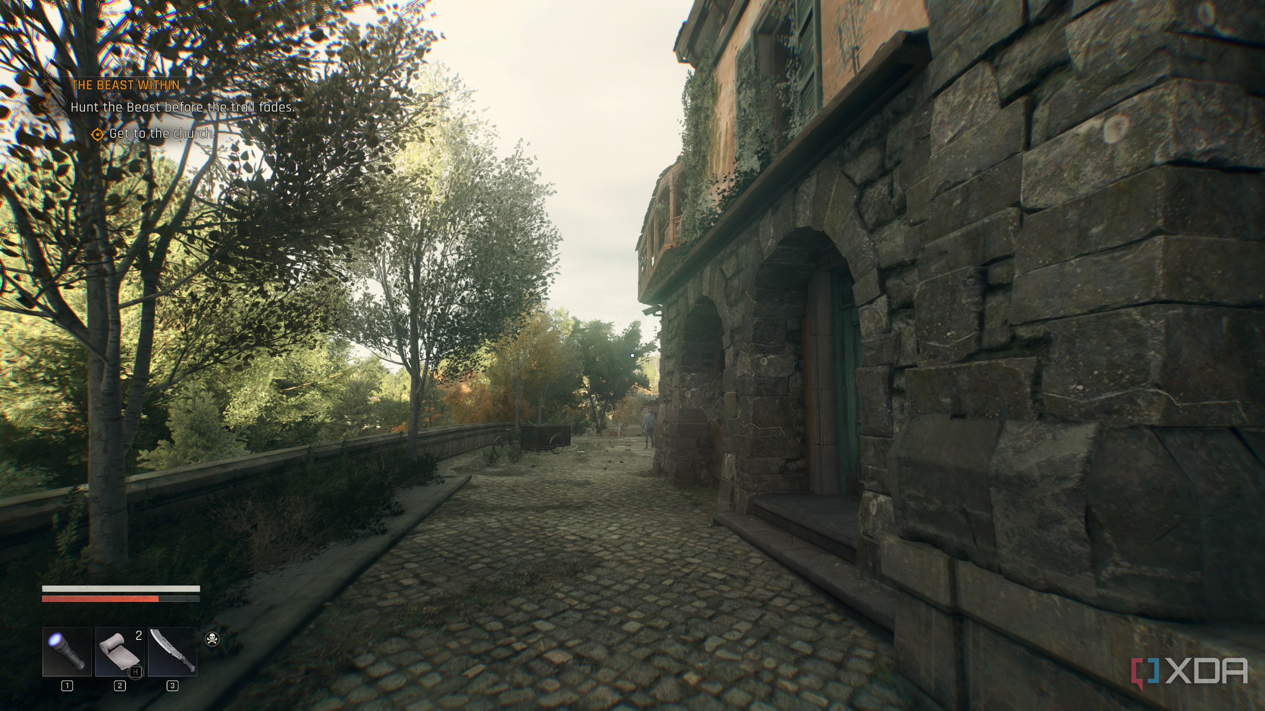 A paved path in Old Town in Dying Light: The Beast.