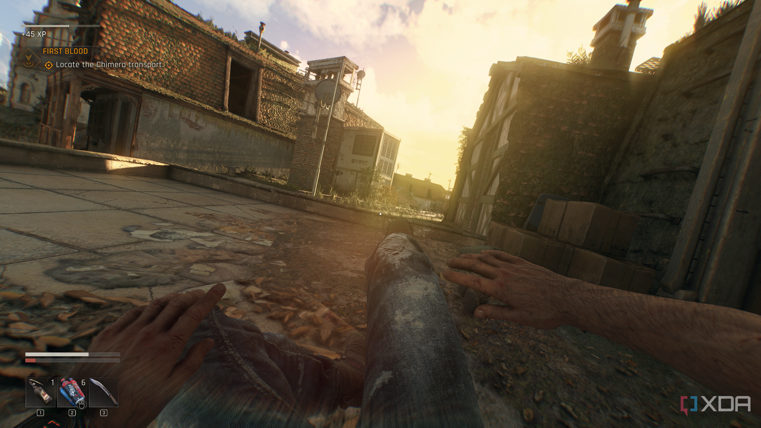 Sliding under an obstacle in Dying Light: The Beast.