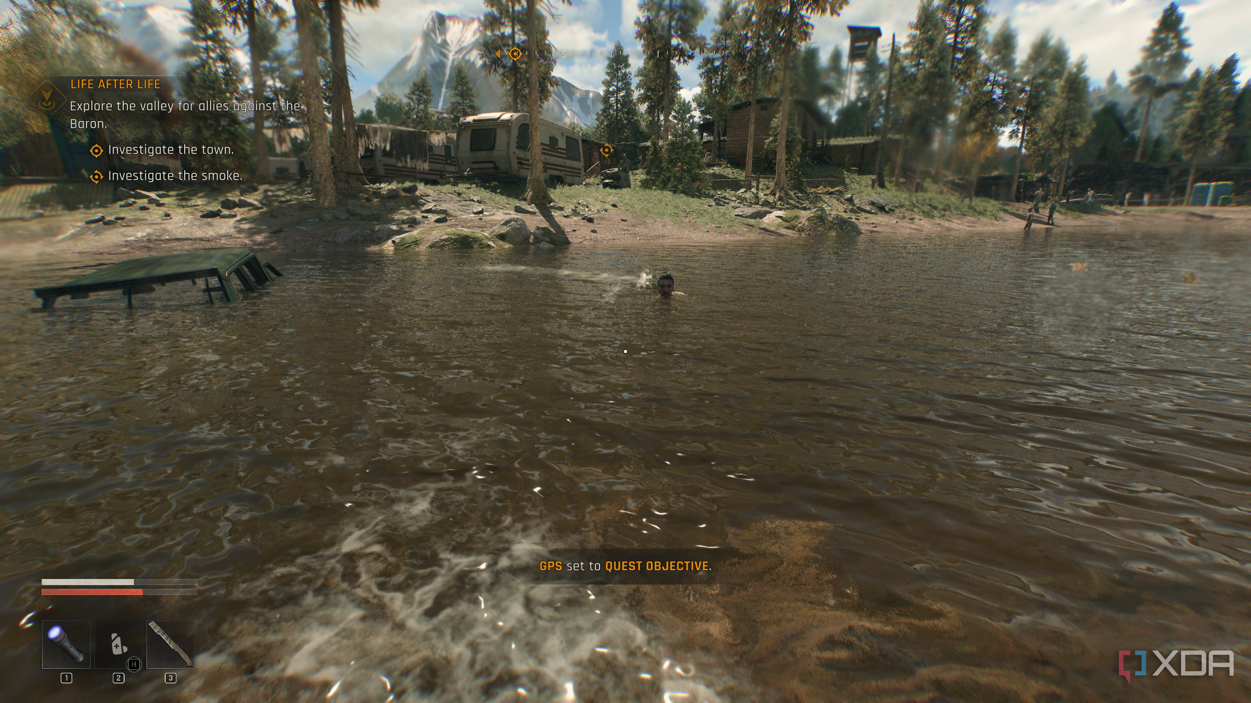 A zombie wading through water in Dying Light: The Beast.