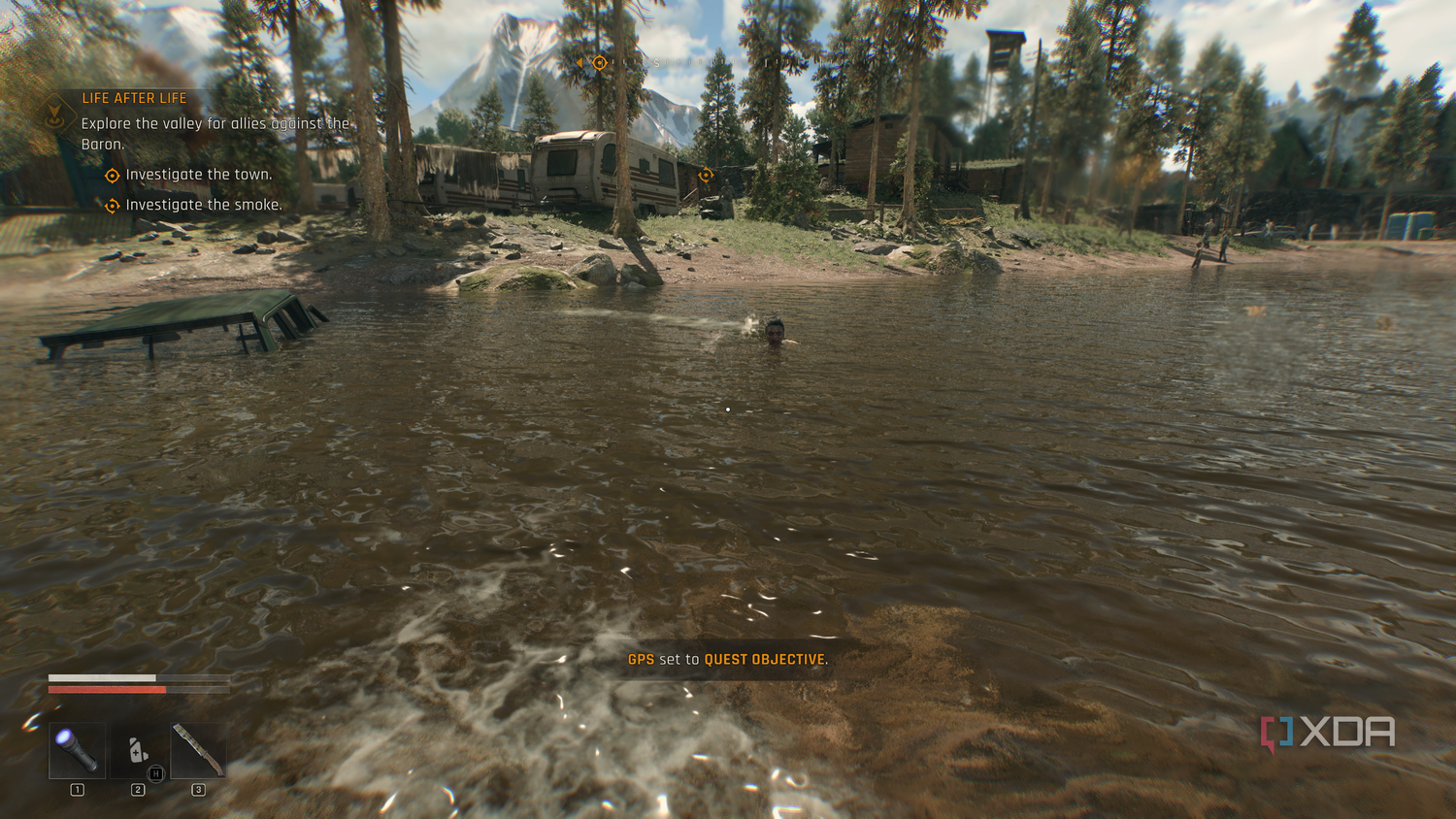 A zombie wading through water in Dying Light: The Beast.
