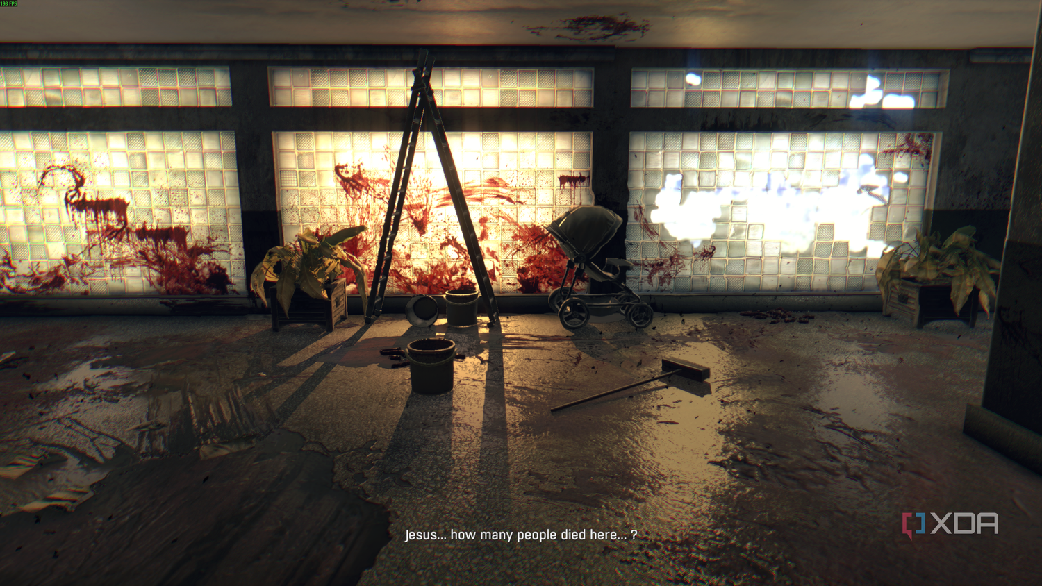 The bloodied 18th floor in The Tower in Dying Light.