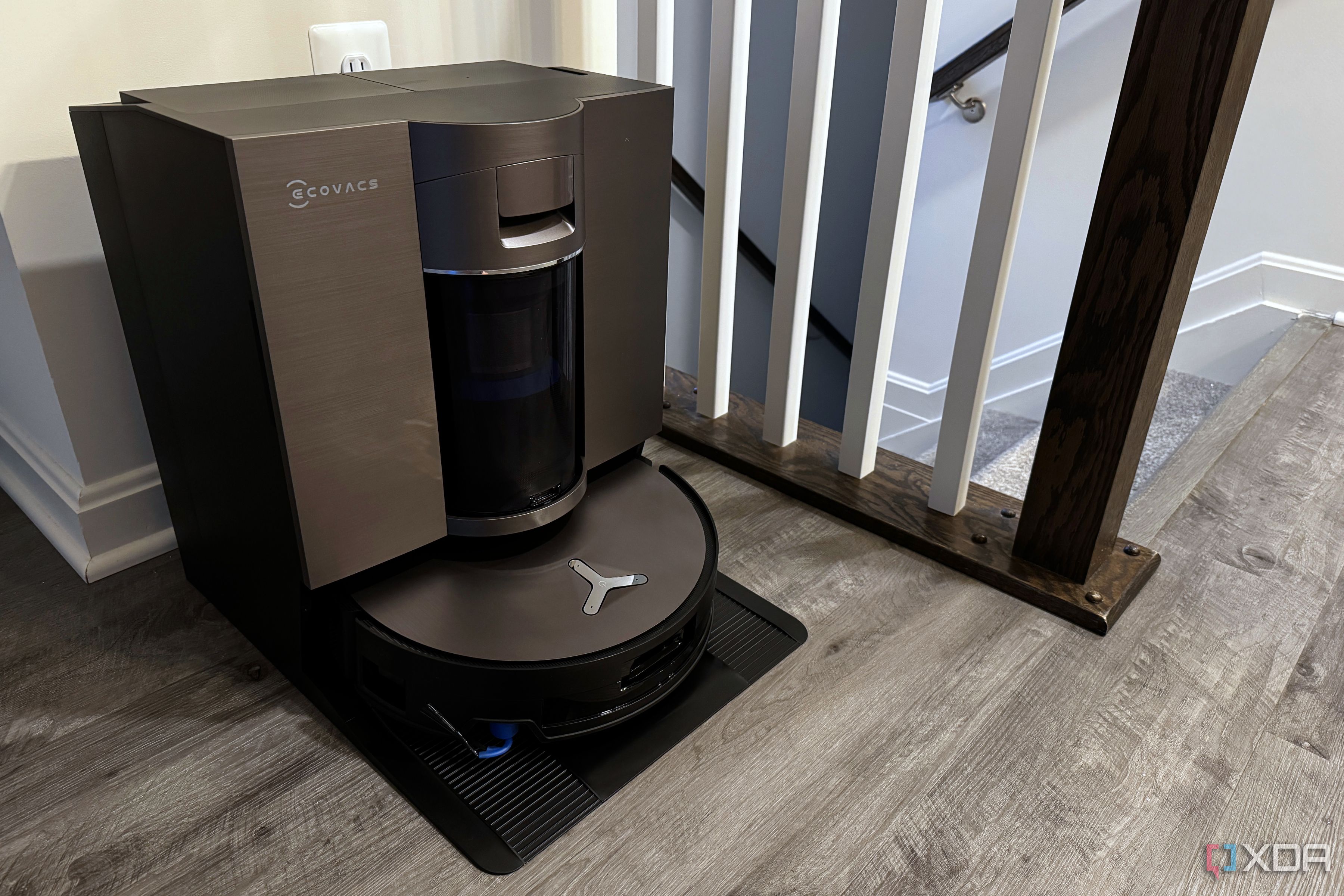 ecovacs x11 in dock seen from a slight front angle