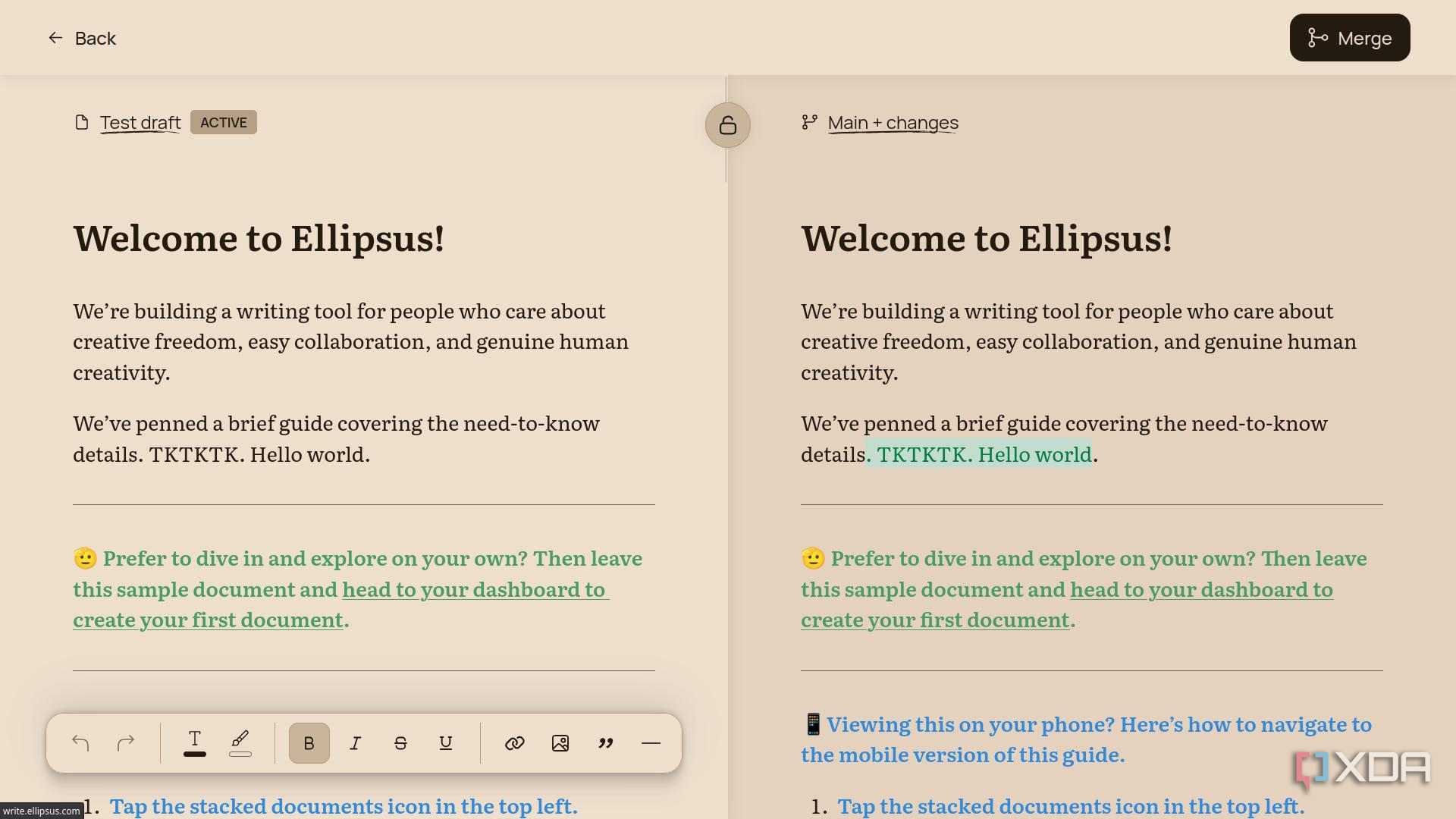 Ellipsus Interface This free writing app is still in beta but it's already replacing ...