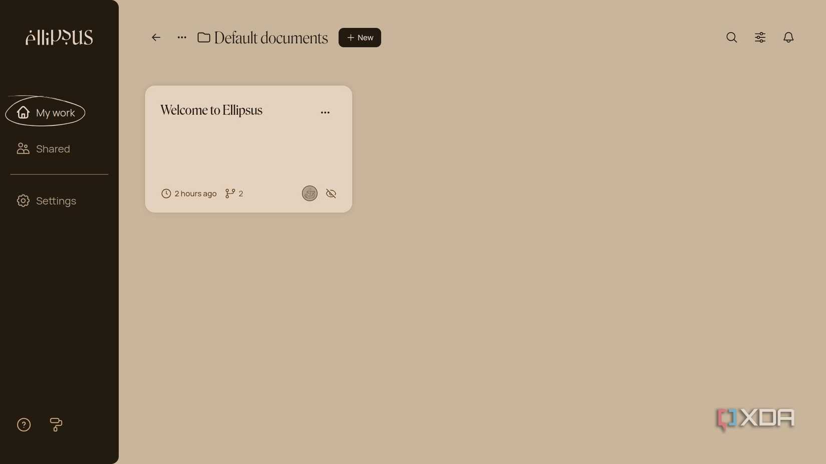 An example folder in the Ellipsus writing app with the Sepia theme applied