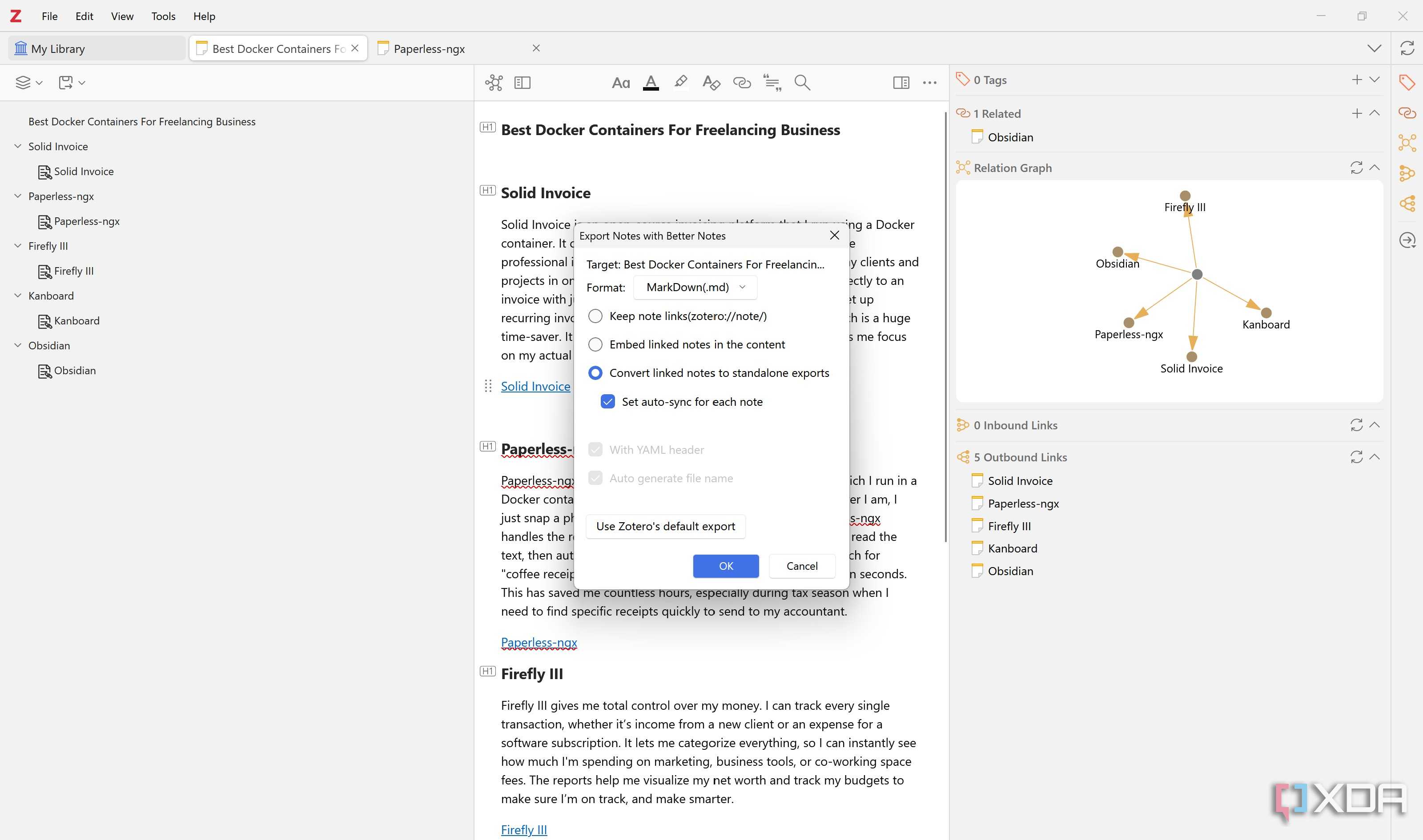 export notes with Better Notes zotero plugin