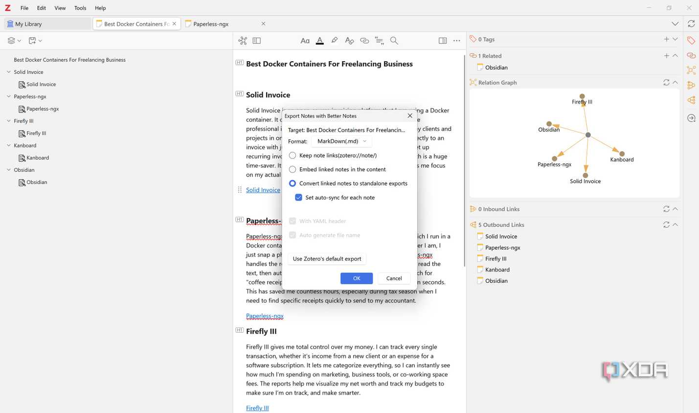 export notes with Better Notes zotero plugin
