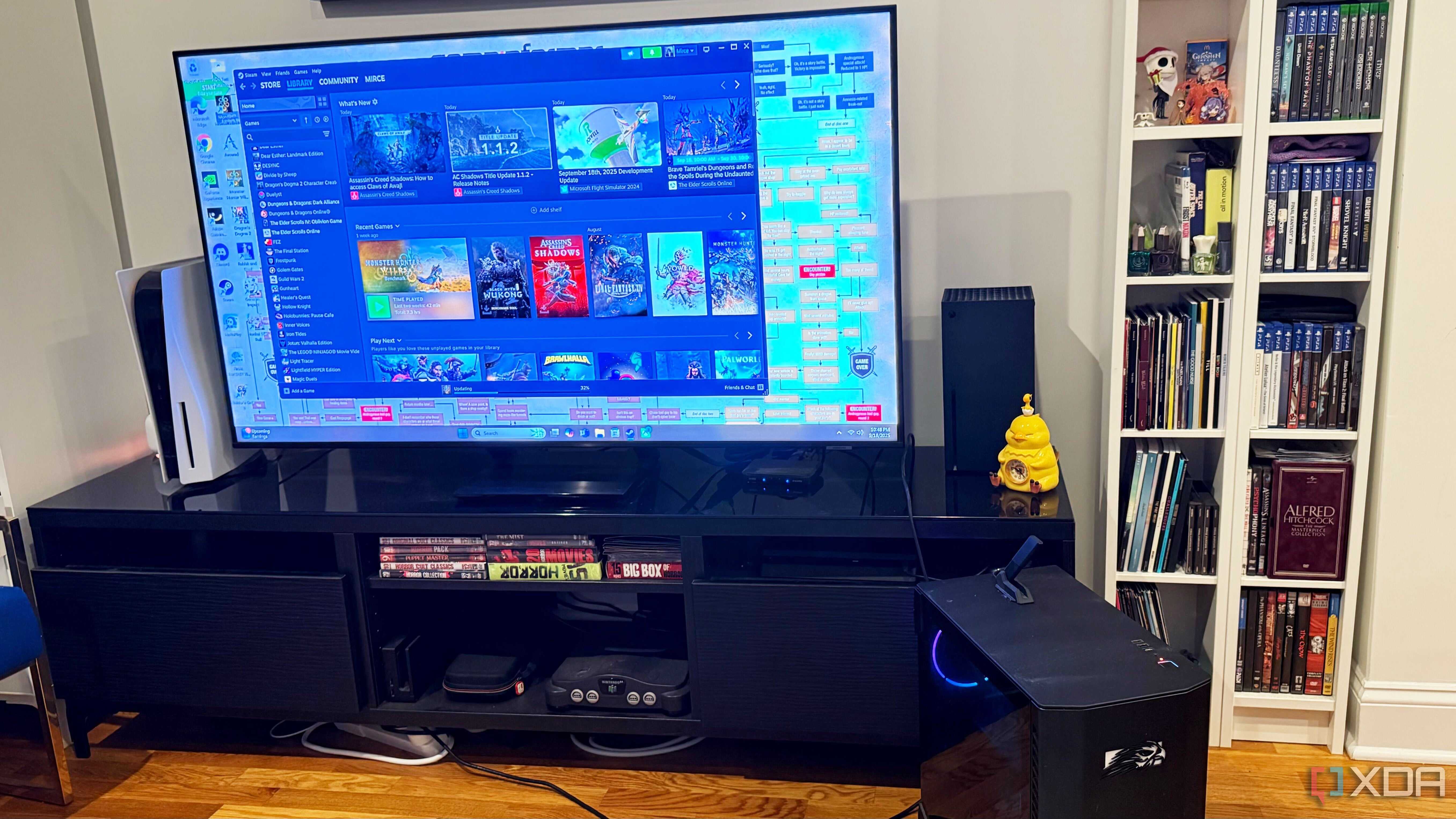 Falcon Northwest Talon connected to my TV, initial setup.