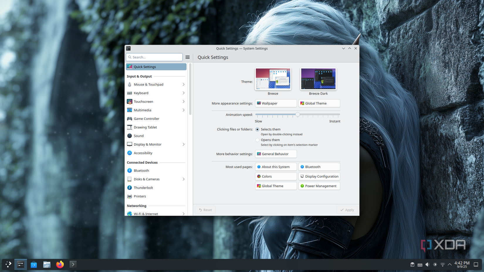 Preferencias de Fedora KDE Plasma Edition