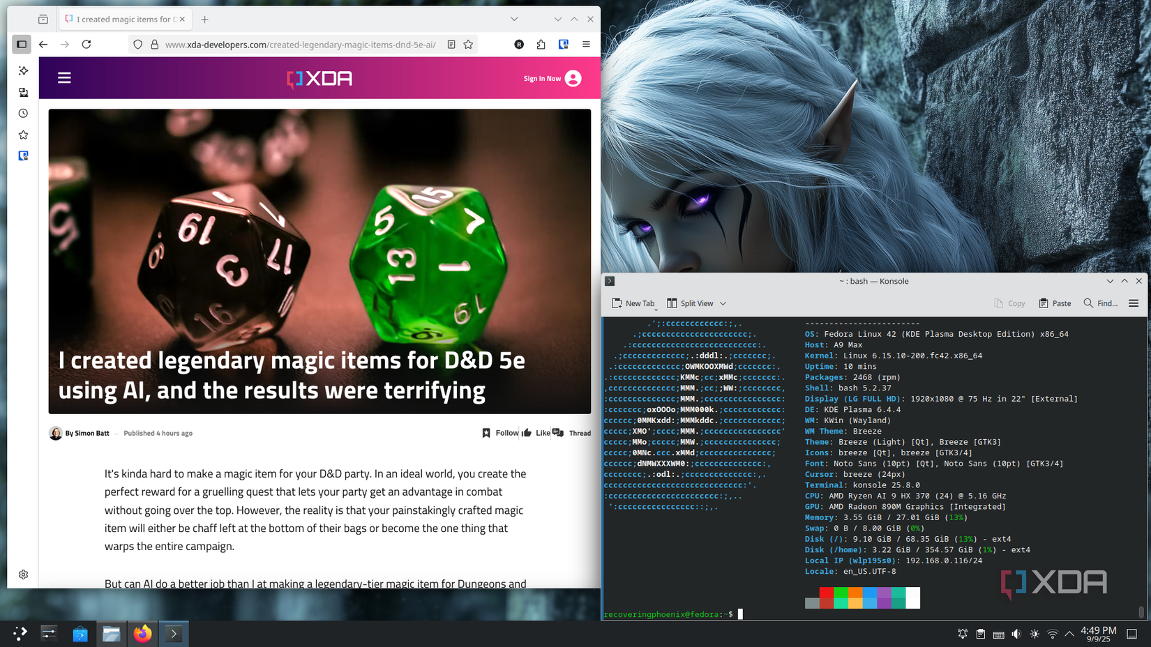 Fedora KDE Plasma running apps