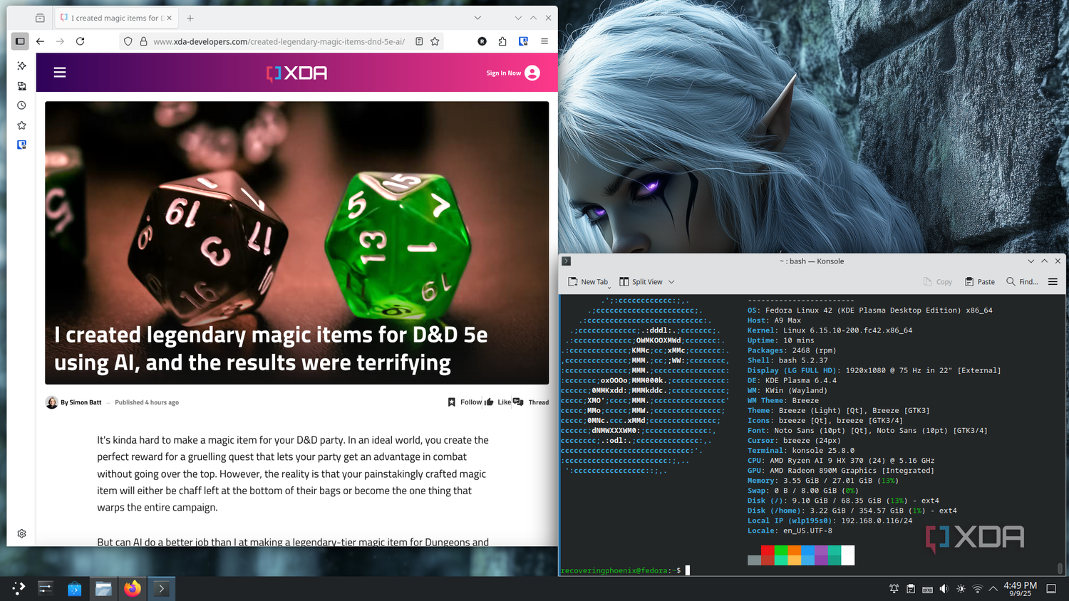 Fedora KDE Plasma running apps