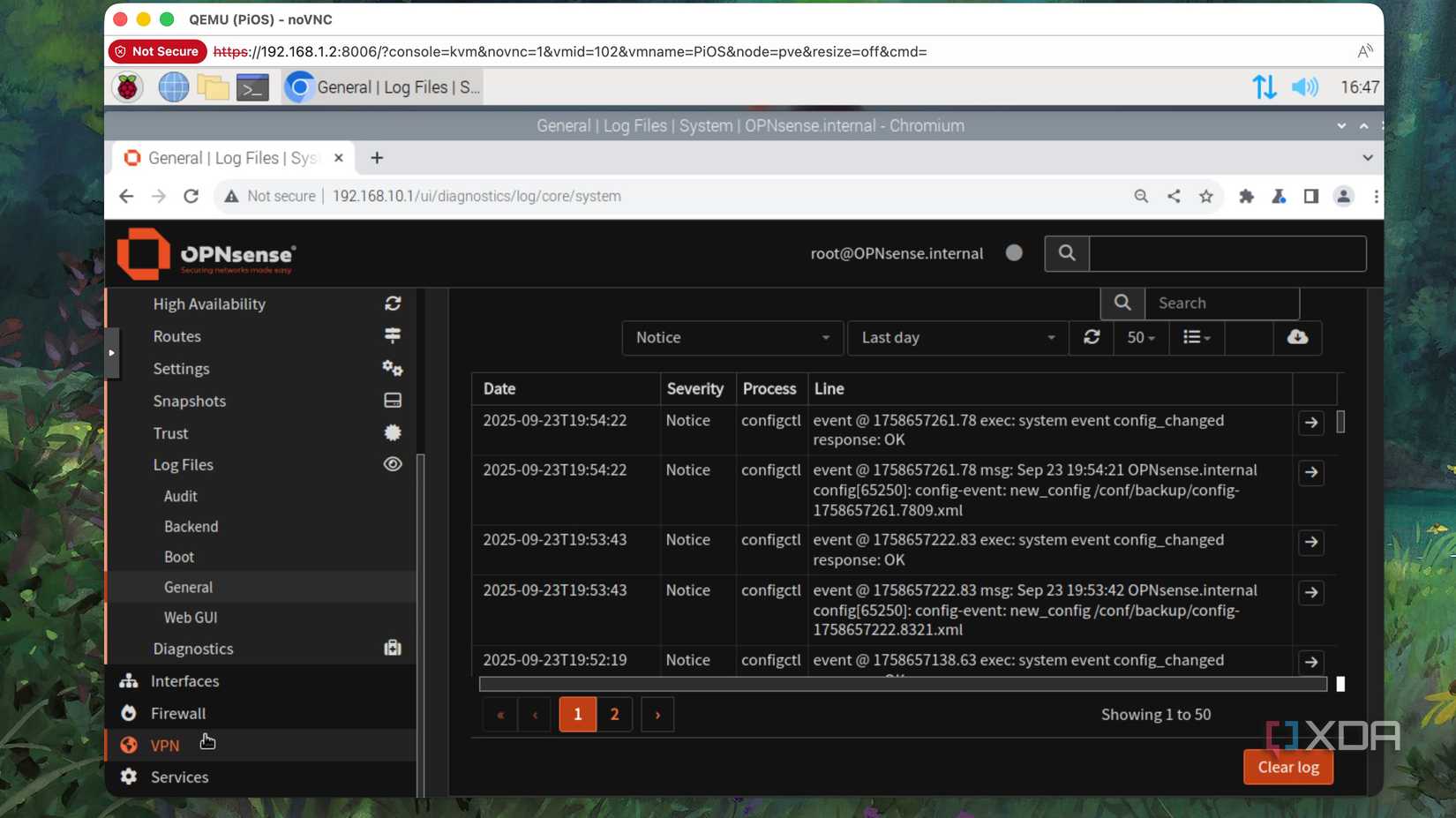 Registros de firewall para VLAN