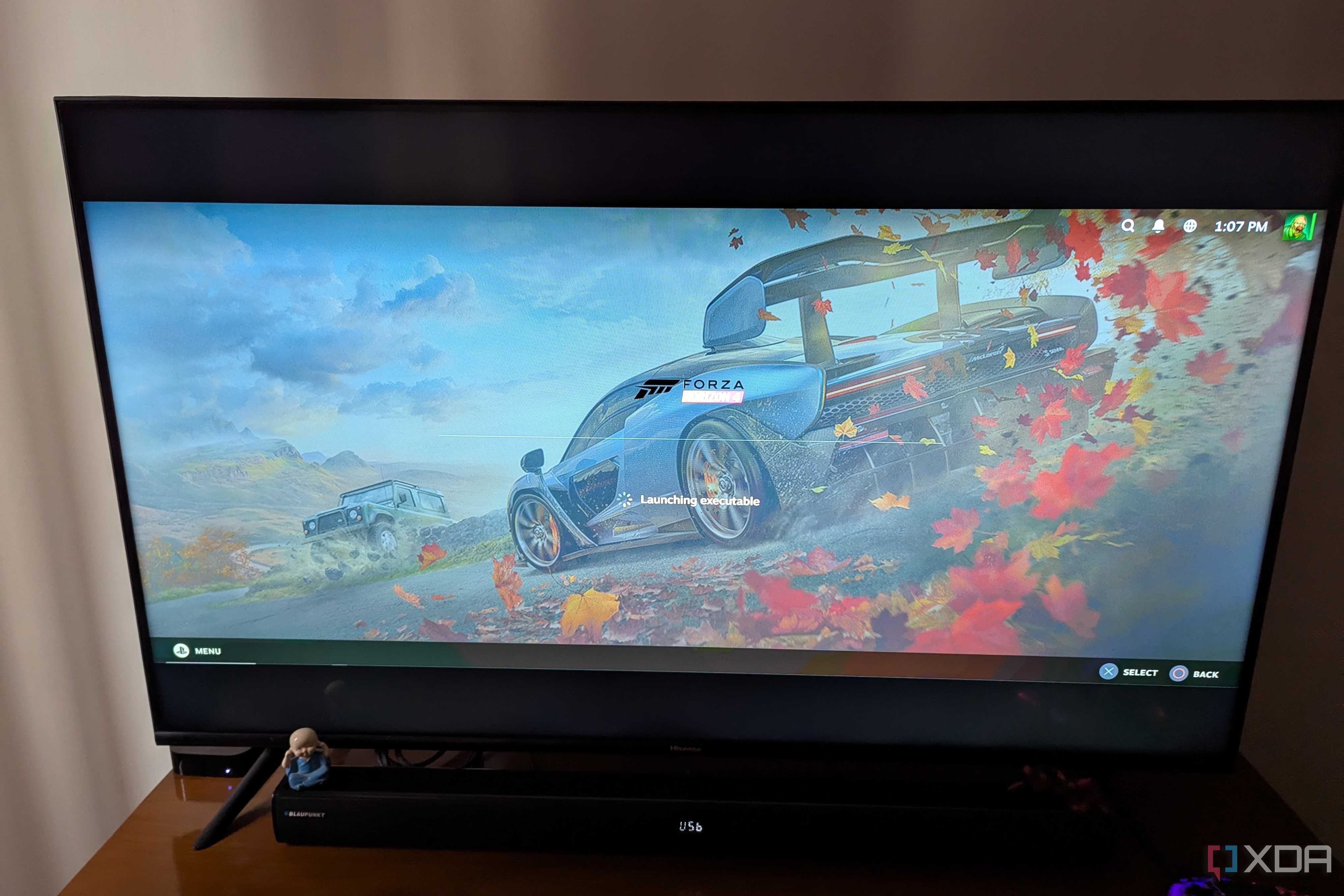 Forza Horizon 4 running on Steam Link on Apple TV