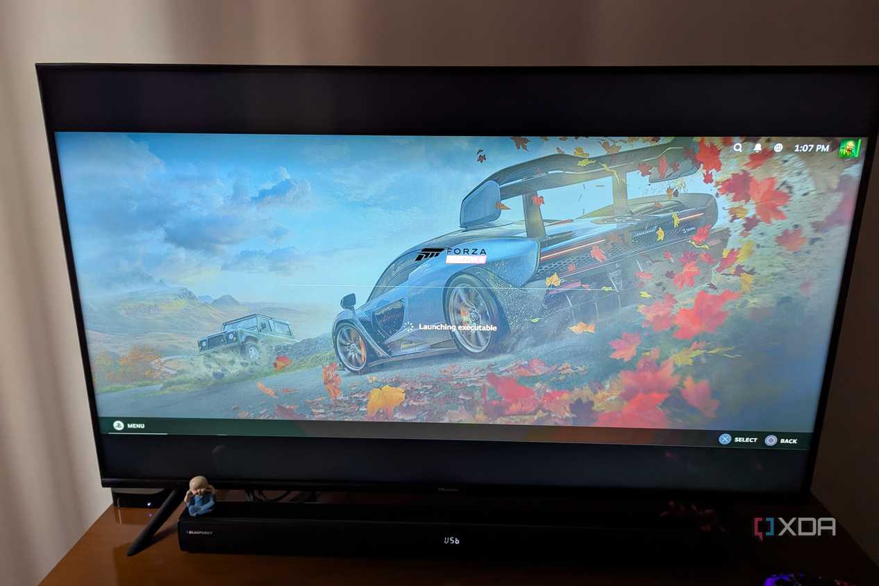 Forza Horizon 4 running on Steam Link on Apple TV