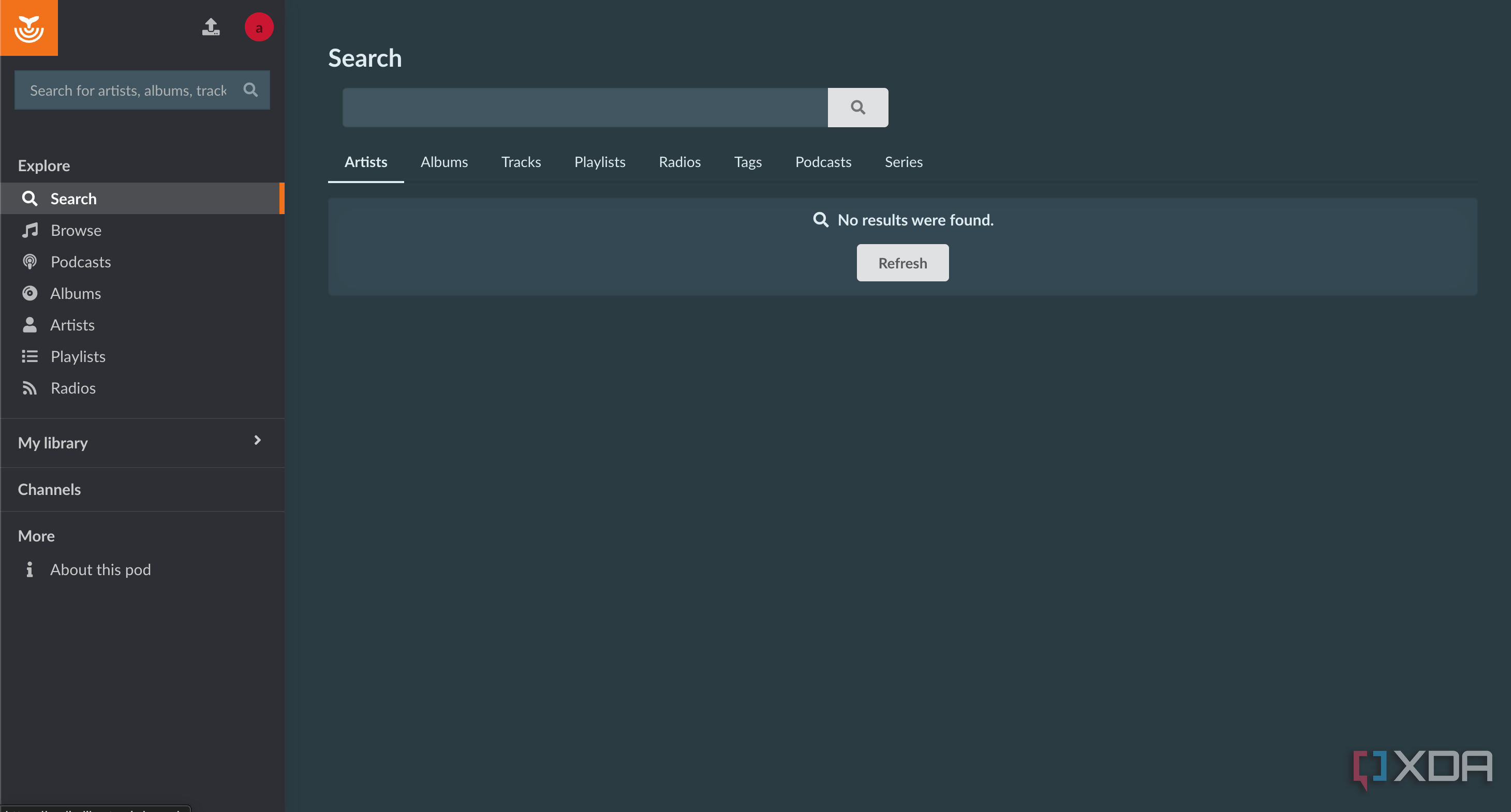 funkwhale search page