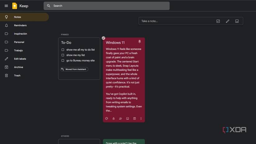 Google Keep notes