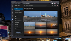 Screenshot of Google photos showing some pictures along with a storage indicator on the sidebar