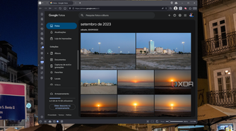 Screenshot of Google photos showing some pictures along with a storage indicator on the sidebar