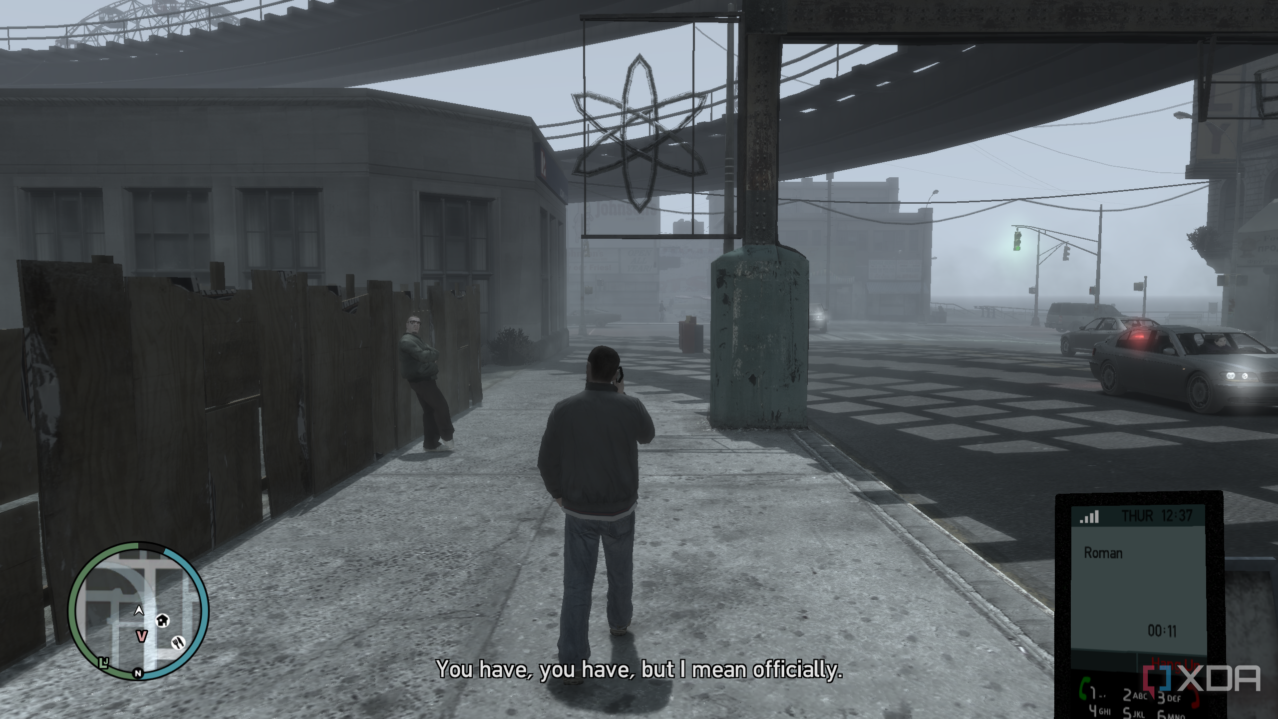Nico Bellic in snowy weather in GTA IV.