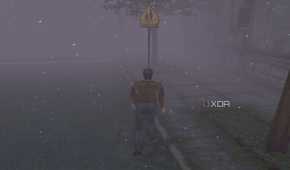 Harry Mason walking through Silent Hill in 1999's Silent Hill.