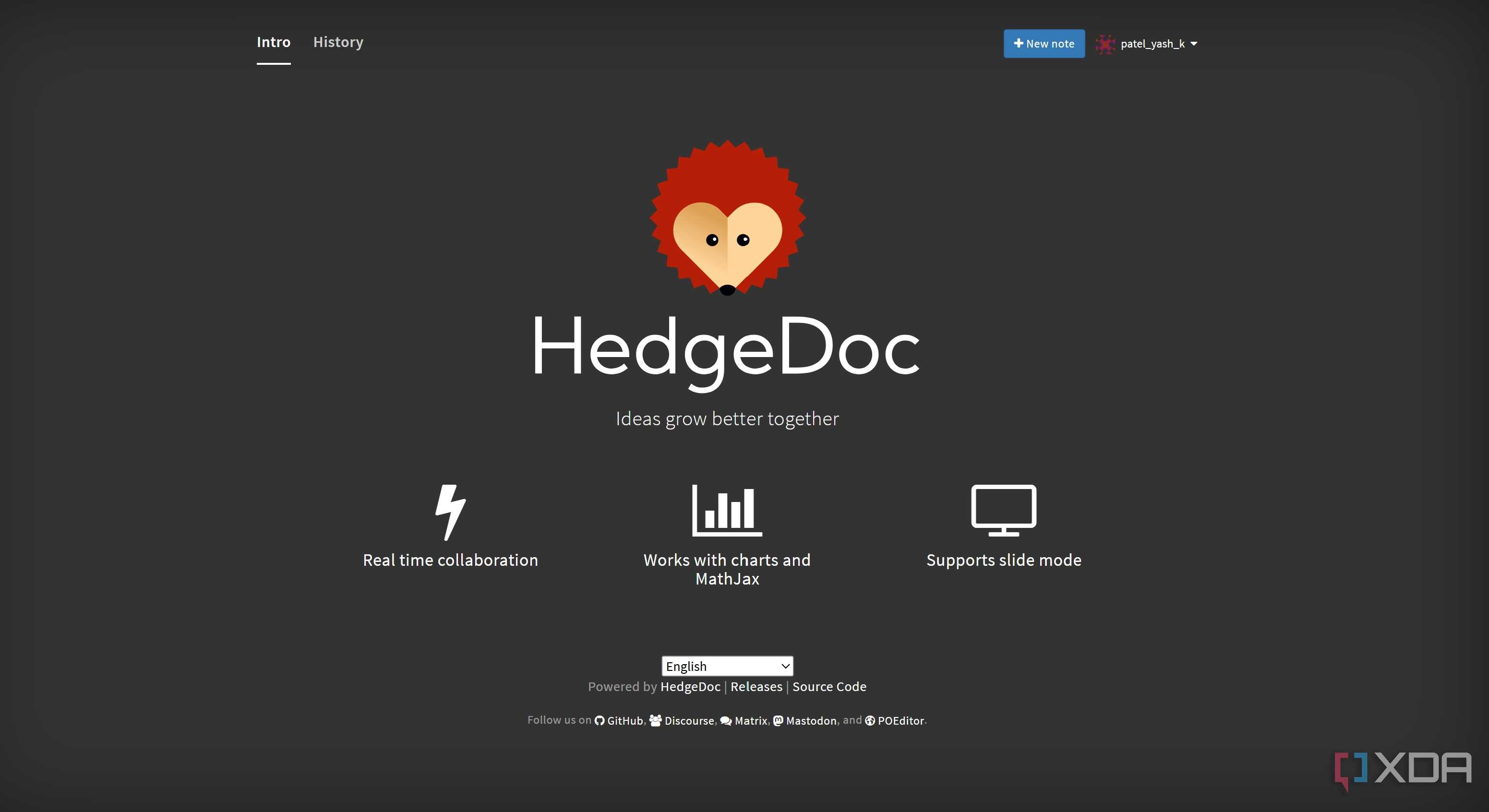 Hedgedoc Home Page