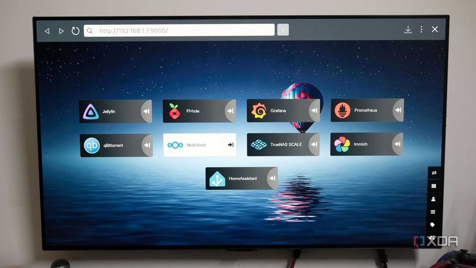 Heimdall dashboard for self-hosted apps on TV