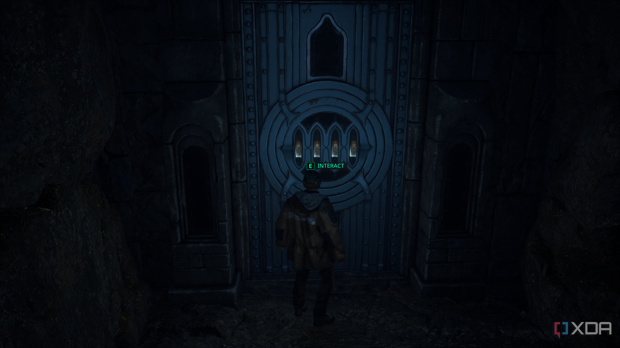 A locked door with a puzzle in Hell is Us.