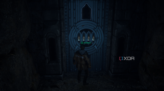 A locked door with a puzzle in Hell is Us.