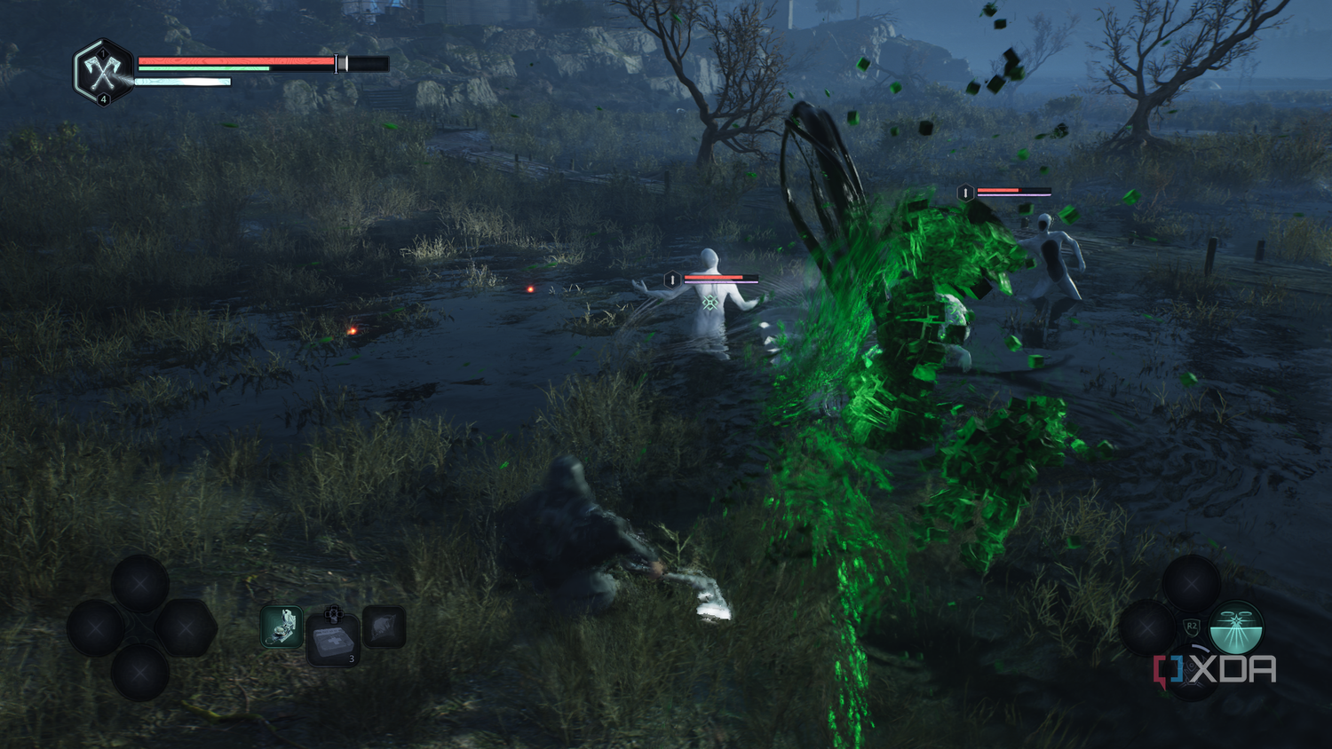 Fighting an enemy haze in Hell is Us.