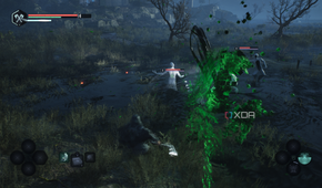 Fighting an enemy haze in Hell is Us.