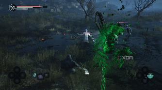 Fighting an enemy haze in Hell is Us.