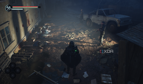Soldiers standing next to corpses in a firing squad in Hell is Us.