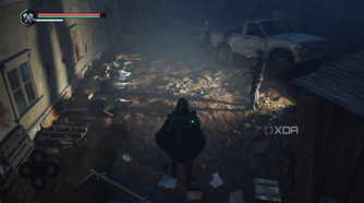 Soldiers standing next to corpses in a firing squad in Hell is Us.